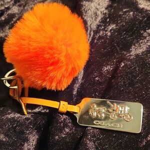 Coach Gold Carriage Bag Tag with Yellow Leather Strap